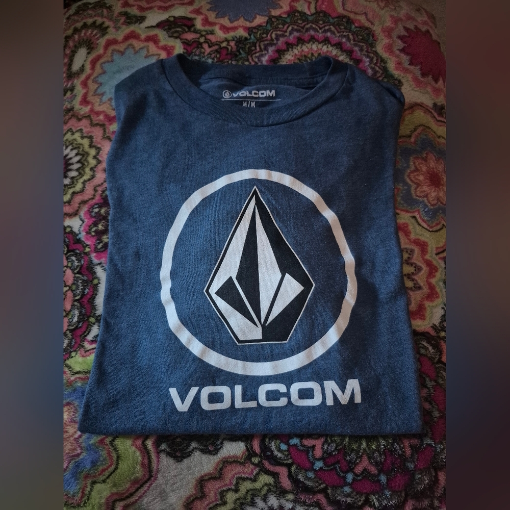 NEVER WORN Volcom Mens Medium Blue Logo Short Sleeve Tee